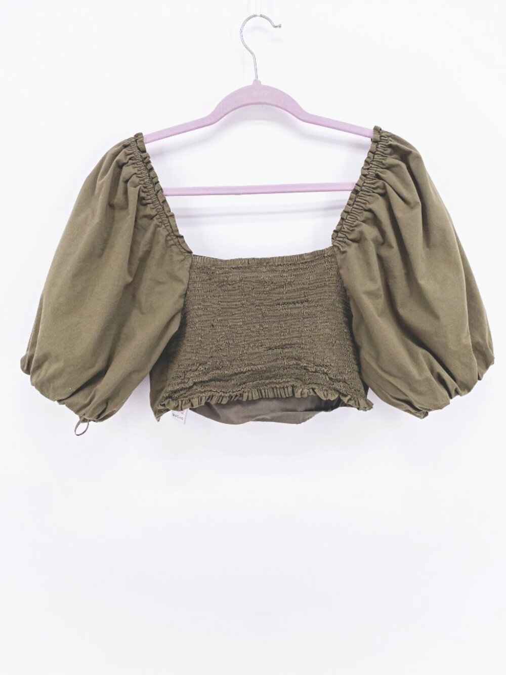 Jason Wu Puff Sleeve Smocked Crop Top - Picture 5 of 8